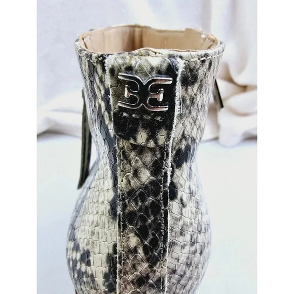 Sam Edelman Size 9.5M Womens Snake Print Leather Side Zip Block Heel Ankle Boots - Picture 9 of 16
